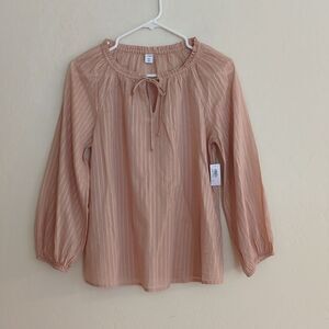 NWT Old Navy Boho Blush Pink Peasant Top Blouse With Tie - Size XS